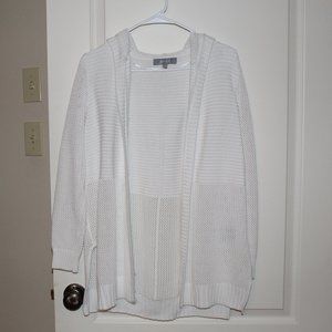 Marled Long White Hooded Cardigan